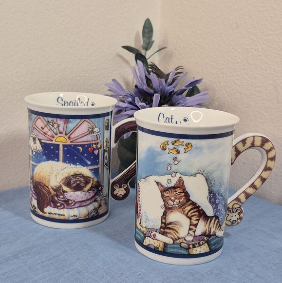Set of 2 Comical Cats Collector Coffee Mugs Danbury Mint Gary Patterson 9 oz - Picture 1 of 12